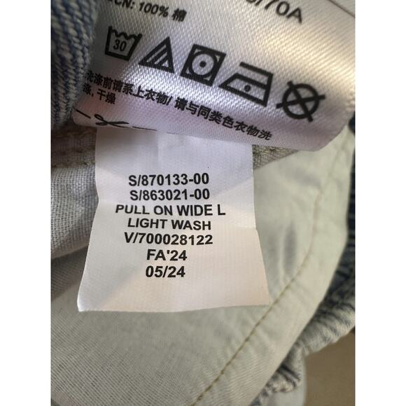 Gap High Rise Pull On Wide Leg Jeans Light Wash Blue Denim Elastic Waist Small - Picture 7 of 14